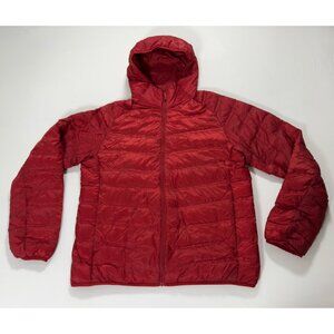Uniqlo Ultralight Down Puffer Jacket Women L Red Packable Water-Repellent